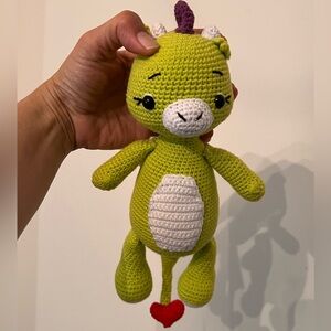 Handmade Amigurumi Crochet green baby dragon toy